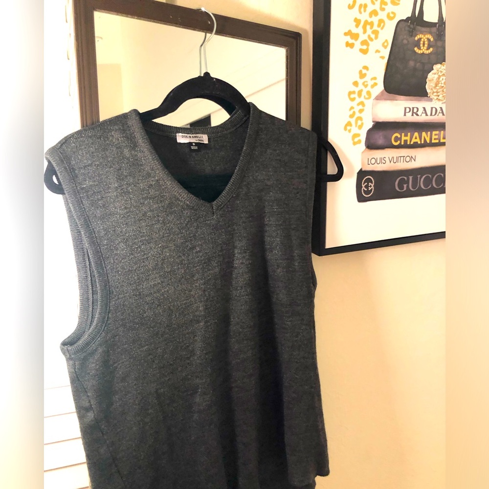Dark Grey sweater Vest,  100% Acrylic size S , 18 inches PTP, 22 inches long